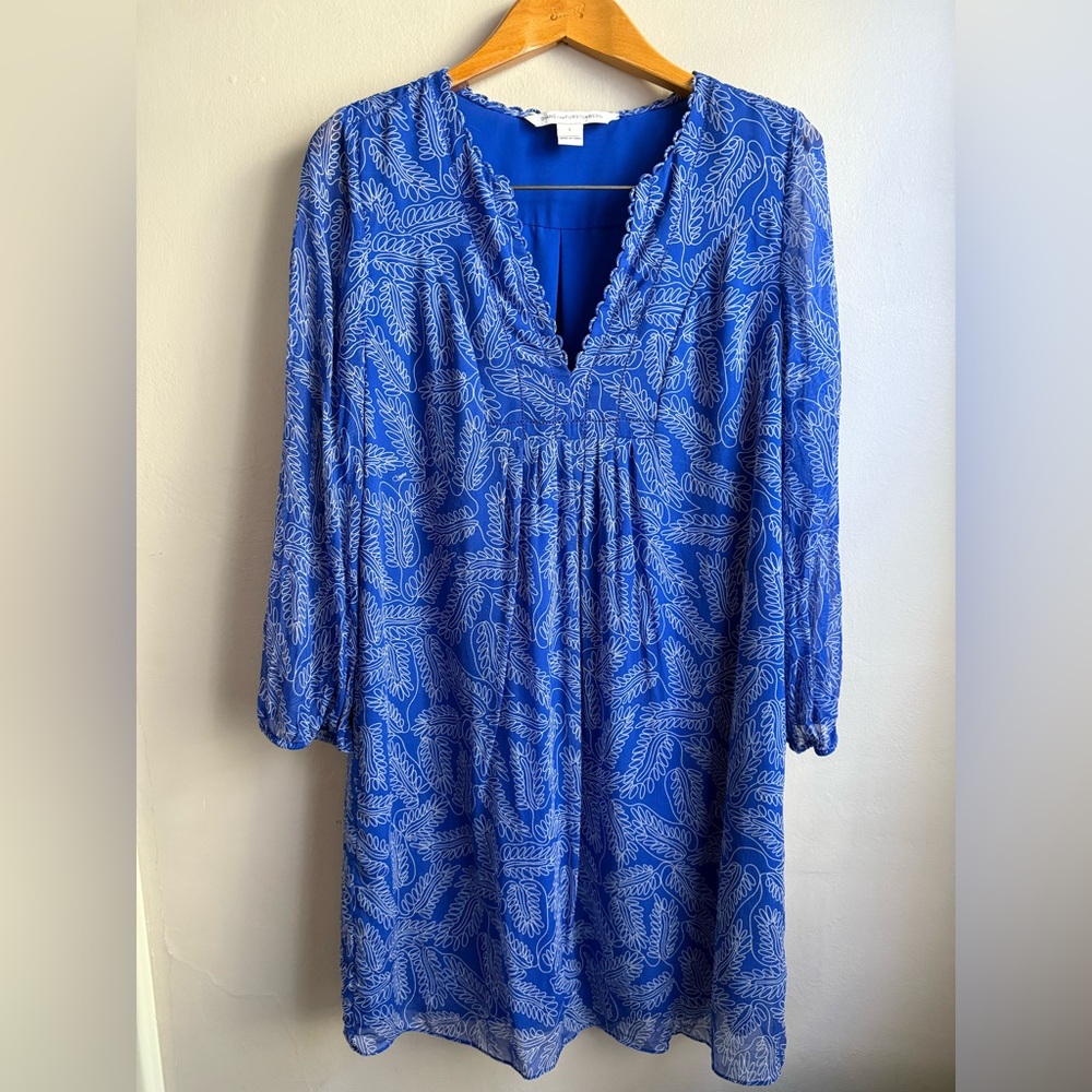 Diane von Furstenberg DVF Blue Leaf Print Tunic Dress – Size 2